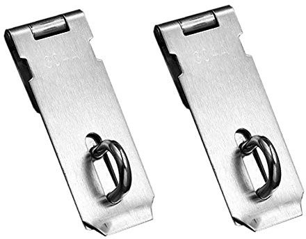 LAErper Stainless Steel Padlock Hasp, Heavy Duty Door Clasp Door Lock Gate Latch 4 Inches For Door Window Crate Fitting
