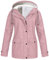 AMhomely Jacket Coats for Women Sale Solid Rain Jacket Outdoor Jackets Waterproof Hooded Raincoat Windproof Overcoats Cardigans Fall Clothes Outfits Fashion Parka Outerwear UK, Pink 1, M