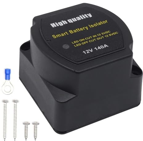HISports 140A Spannung empfindliches Relais (VSR),Batterietrenner,IP67 Doppelbatterie Isolator Automatisches Batterie Trennrelais Kompatibel mit KFZ ATV UTV Wohnmobil Boot Wagen