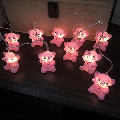 Riaxuebiy Elefant Lichterketten Batteriebetriebene Elefanten Laternen Dekoratives Nachtlicht Lichterkette für Garten Hochzeit Kinderzimmer Dekoration (1.65M/10LED, Rosa)