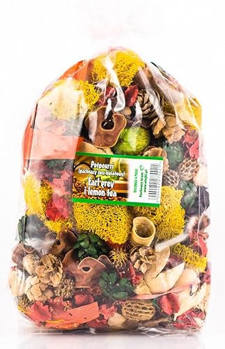 Potpourri aux fleurs séchées parfumées au Thé Earl Grey et Citron | Grand paquet 1100 ml ≈ 150-190 g | Décoration florale pour la maison | Fleurs séchées pour vase, salon salle de bain | Subtil Parfum