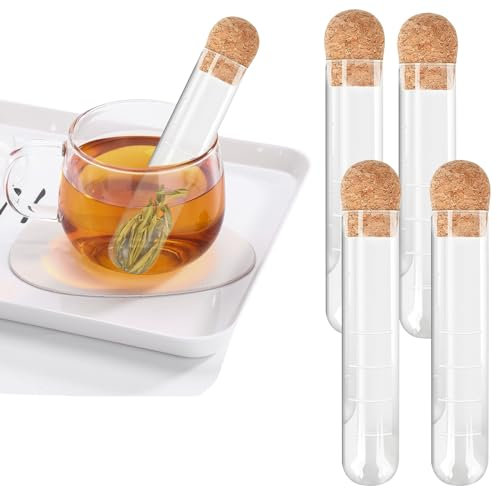 Lot de 4 infuseurs à thé réutilisables en verre avec infuseur à thé en liège