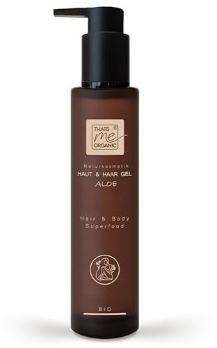 Thats me organic BIO Aloe Vera Gel 2in1 Hair & Body 200 ml – 99,5% vegane Bio Aloe Vera für Haare & Haut – Soforthilfe bei Sonnenbrand – Feuchtigkeit + Regeneration Alo – Aloe Vera Haare