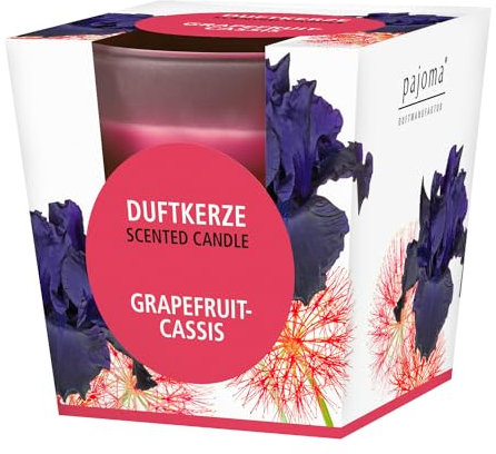 pajoma® Duftkerze im satinierten Glas, Graperfruit-Cassis | Brenndauer: 25 Stunden, in edler Geschenkverpackung | Premium Qualität