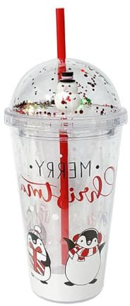 Gobelet isotherme à paillettes réutilisable en plastique à double paroi de 450 ml, cadeau parfait pour les enfants, tasse à eau de Noël