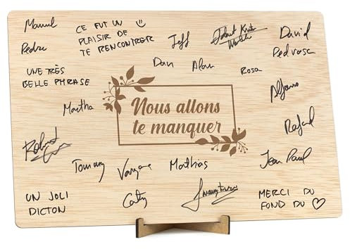 CONTRAXT Carte de Départ ou Livre de Signatures en Bois. Cadeau Original pour Adieu aux Collègues, Chefs, Professeurs, Fin de Cours, Graduations, Amis (Départ)