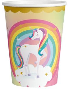 PD-Party: 8 vasos de papel con diseño de unicornio - vajilla de fiesta para cualquier fiesta infantil - vasos con diseño de unicornio para niñas - vasos de fiesta para cumpleaños infantiles - 7,5x9 cm