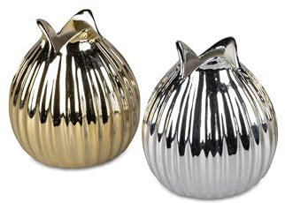 700858 Moderne Blumenvase Dekovase Vase aus Keramik 11cm hoch in goldfarben oder silberfarben