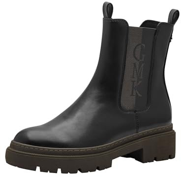 MARCO TOZZI by Guido Maria Kretschmer Damen Chelsea Boots mit Plateau mit Reißverschluss, Schwarz (Black/Khaki), 42 EU