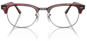 Ray-Ban Unisex Rx5154 Clubmaster Brillenrahmen für verschreibungspflichtige Brillen, Rot gestreift auf Gunmetal/Demo-Gläser, 51 mm