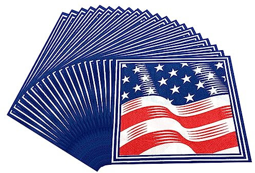 HOMSFOU USA-Flaggen 120 Stk Cocktailserviette Einweg-Servierbesteck uns Fahnen Unabhängigkeitstag Serviette Dekor Papierservietten Partyservietten Flagge schmücken einstellen US Flagge