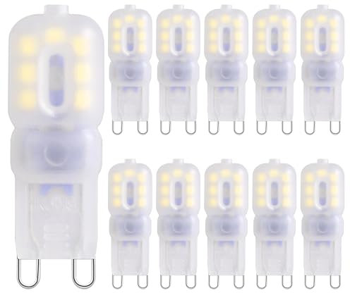 YUANHENLIZ G9 LED Bulbs Cool White Energy Saving Lamp 2.5W-3W Wall Light,360 ° Degree Beam Angle LED Light Bulb, Equivalent 30W Halogen Bulbs, G9 Socket Led Lamp 10 Pack