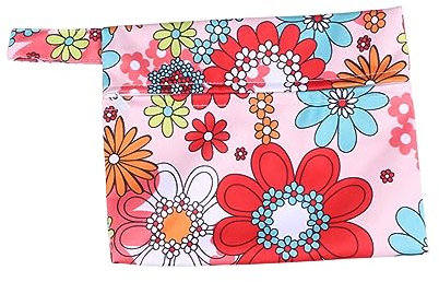 KOMBIUDA Outdoor Walks Essential Windeltasche Klein TPU-Stoff Reißverschlussgriff Waschbar Blumendruck