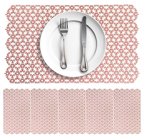 Lot de 6 sets de table en PVC lavables antidérapants et résistants à la chaleur Rose 403 45 x 30 cm