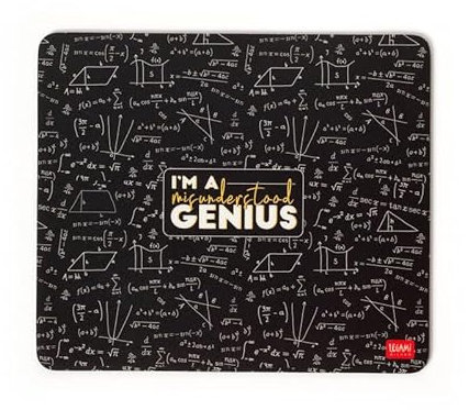 LEGAMI - Tapis de Souris, Tapis de Souris avec Surface en PVC Anti-poussière et Anti-éblouissement, Base en Caoutchouc antidérapante, Thème Genius, 22,3 x 23,3 cm