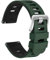 WOCCI 20mm Bicolore Cinturino Orologio in Silicone, Sgancio Rapido, Cinturino di Ricambio per Uomo e Donna, Fibbia Argento (Verde-Nero)