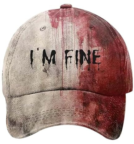 Blutige Kappe Im Fine Baseball Cap Halloween Unisex Vintage Kappe Herren Damen Verstellbar Bloody Basecap Lustiger Hut Zombie Kostüm (I)