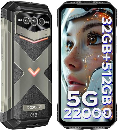 DOOGEE VMAX Pro 5G Rugged Smartphone 2024, 32(12+20) GB + 512GB(TF 2TB), 22000mAh Batteria, Android 14 Telefono Indistruttibile, 108MP AI Fotocamera 6,58 FHD+ 120Hz, Impronte Digitali NFC/OTG