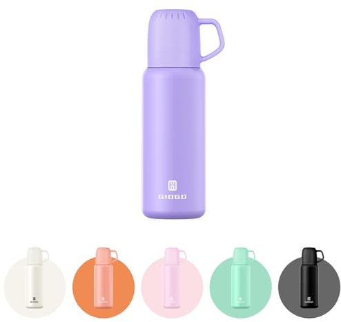 Thermal Flask with Cup 538ml/18.6oz Flask for Hot Drink, Vacuum Insulated Flask, Thermal Cold Water Bottle Thermo Coffee Flasks(Purple,Single)