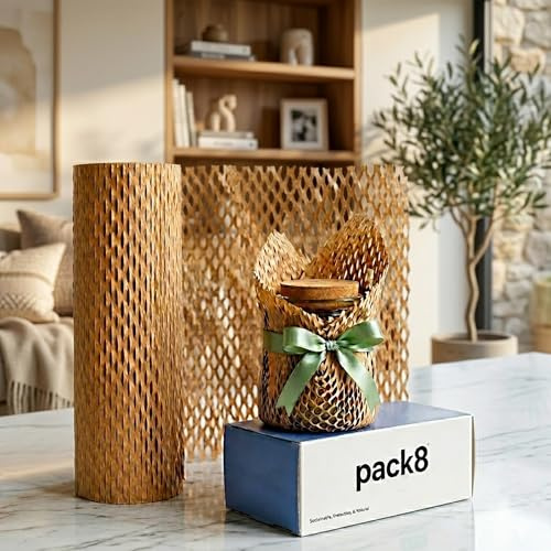 Pack8neo Rouleau de papier à bulles 30,48 cm x 100 m | Rouleau de papier nid d'abeille pour cassables, emballage, expédition, déménagement, cadeau, marron (30,5 cm x 100 m)