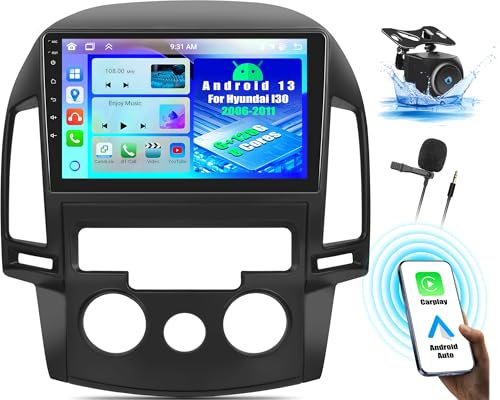 OiLiehu 6+128G 8 Core Android 13 2 DIN CarPlay Inalambrico Android Auto para Hyundai I30 2006-2011 Pantalla Radio Coche 9 Pulgadas con Mirror Link Bluetooth GPS FM RDS WiFi SWC DSP/EQ+Camara