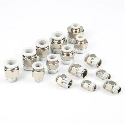 MURVE Raccord pneumatique blanc Connecteur rapide M5 1/8'' 1/4'' 3/8'' Filetage mâle - 4 6 8 10 12 mm Raccord droit PC (tuyau OD 10 mm, M5)