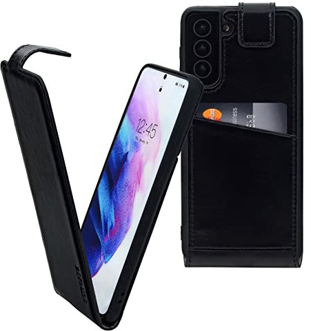 Suncase Original Flip-Style (Ultra-Slim) kompatibel mit Samsung Galaxy S25 5G Hülle Ledertasche Tasche Schutzhülle Case Cover Hülle in schwarz