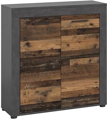 xonox.home Wohnzimmer Jam Highboard Hochkommode Wohnzimmerschrank Hochschrank Anrichte in Front Old Wood Nb. Korpus Matera Nb., ca.80x88x35 cm