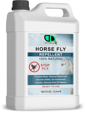 100% Natural Horse Fly Repellent Spray Deet - Free & Skin-Friendly, Prevents Bites, Reduce Distraction, Improves Safety, Enhance Comfort, Multipurpose Use (5 Litre)