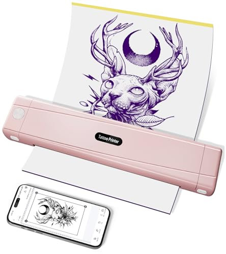 TATTMUSE Rose Thermocopieur Tatouage Bluetooth, Imprimante Stencil Tatouage, Machine Transfert de Tatouage pour Artistes de Tatouage et débutants, Imprimante de Tatouage avec 10 Feuilles de Papier