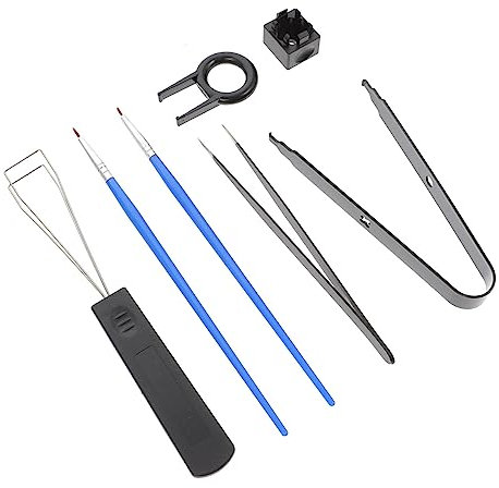 Vaguelly 1 Ensemble De Pinces pour Clavier Autocollants Boutons De Détail Kit De Retrait De Fixation du Contrôleur Brosse pour Capuchons De Touches Fourniture De Clavier