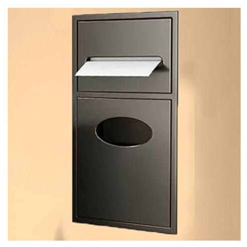 WIGING Edelstahl Duschnische, Einbau Mülleimer Toilettenpapiernische, Einbau Wasserdicht Regalsystem Für Badezimmer Schlafzimmer Büro Küche Hotel(Black,20x52x13.5cm/7.87x20.47x5.31in)