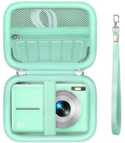 Supmay Carrying Case for VAHOIALD/for Taichaeu/for ZMOQNG/for STUOGYUM/for LOUM Digital Camera, Digital Point and Shoot Camera Storage Holder Travel Bag with Mesh Pocket for Battery, Light Green