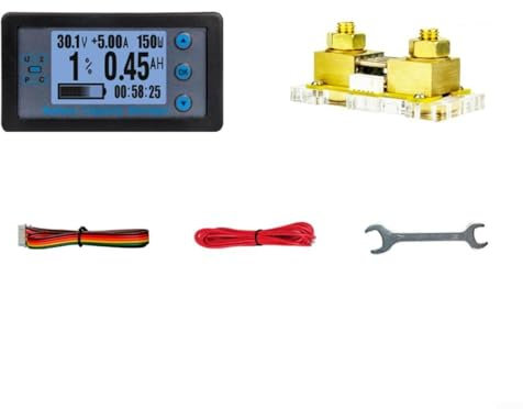SMZhomeone Digital Multimeter Battery Tester 8-120V 100A 200A 300A 500A With Shunt LCD Display Voltage Current Power Capacity Monitor For Battery Charging Discharging(500A)
