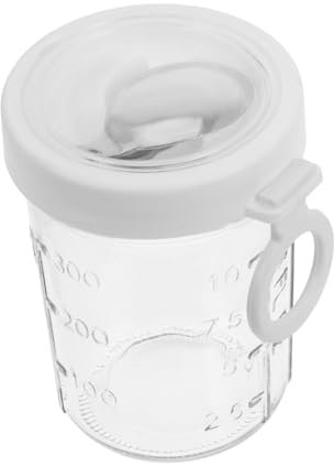 TOPPERFUN Coupes à l'avoine en verre tasse de céréales pots de yaourt en verre bol de yaourt contenant de céréales à emporter bocal en à large ouverture pot d'avoine Un blanche