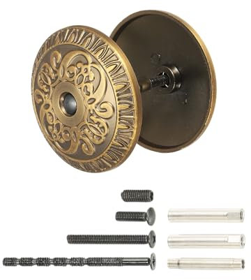 PATIKIL Door Hole Cover Plate 50mm Zinc Alloy Vintage Round Deadbolt Knob Hole Repair Cover Fits Doors 30mm to 120mm Thick for Hole Filling Decoration Repair Escutcheon, Copper