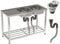 Warmiehomy 120x50x80cm Commercial Restaurant Sink with Storage Shelf, Double Bowl Stainless Steel Restaurant Kitchen Sink Free Standing Outdoor with Drain, No Tap