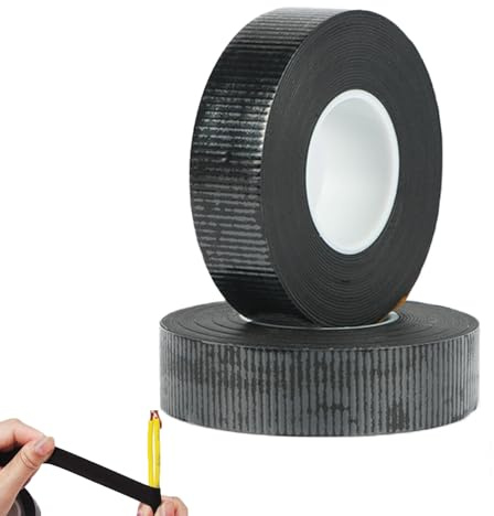 Pack of 2 Insulation Tape, 5 m x 23 mm x 0.8 mm, Self-Welding Tape, Black, for Cable Insulation Repairs