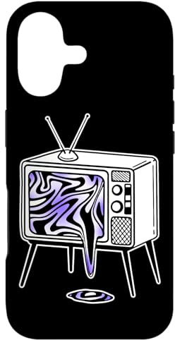 Trippy Old TV Vintage 70s Television Blackwork Case for iPhone 17