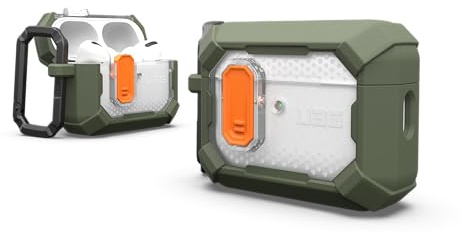 URBAN ARMOR GEAR Plasma Hülle für Apple AirPods Pro 3 | Passgenau | Sicherer Verschluss | Magnetisch | Wireless-Charging kompatibel | LED sichtbar | Abnehmbarer Karabinerhaken
