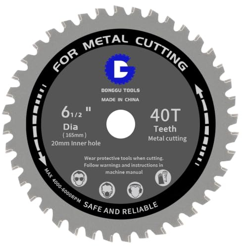 165mm 40T Metal Steel Cutting Saw Blade For Circular and Chop Saws | Compatible with Roybi,TCT Cermet Carbide Tipped 61/4Inch, 20mm Arbor for Steel Metal Pipe Lron Bar, Angle Steel Cutting