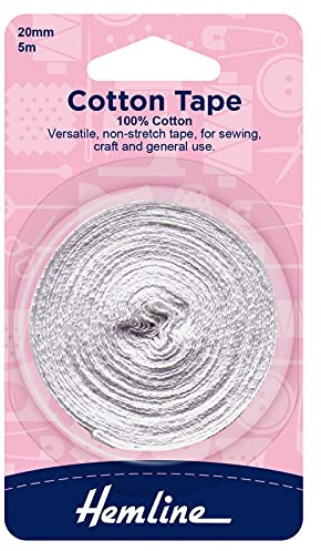 Hemline Cotton Tape 5m x 20mm - White