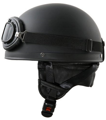 ATO Moto Oldtimer Motorradhelm in Schwarz matt mit Brille Größe M 57 bis 58cm