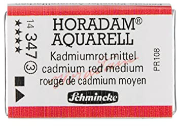 Schmincke - HORADAM® AQUARELL - Finest Artists' Watercolour Paints, 347 Cadmium red Medium, 14 347 043, 1/1 pan