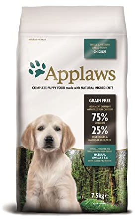Applaws Natural, Complete and Grain Free Dry Dog Puppy Food, Chicken for Small/Medium Breed Puppies, 7.5 kg