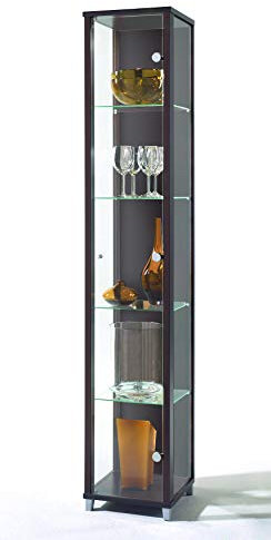 HOME Vitrine, Glas-Einzeltür, 4 positionierbare Glas-Ablagen, mit Spotlicht, glas, braun, Einzelbett