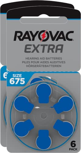 Rayovac Mercury Free Hörgeräte Batterien 1,4V 640mAh PR44 Typ 675 - 6er Blister (Nr. 675 Mercury Free 6er Blister, 2x)