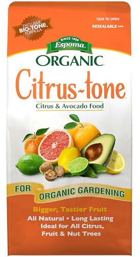Espoma Organic Citrus-Tone 5-2-6 Natural & Organic Fertilizer and Plant Food for All Citrus, Fruit, Nut & Avocado Trees; 4 lb. Bag. Promotes Vigorous Growth & Abundant Fruit