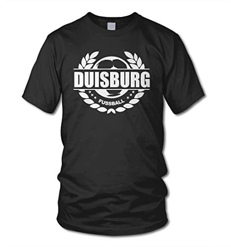 shirtloge - Duisburg - Fussball Lorbeerkranz - Fan T-Shirt - Schwarz - Größe L