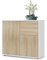 Vladon Sideboard Ben, Made in Germany, Kommode mit 2 Türen und 2 Schubladen, Weiß matt/Eiche Sägegrau (79 x 74 x 36 cm)
